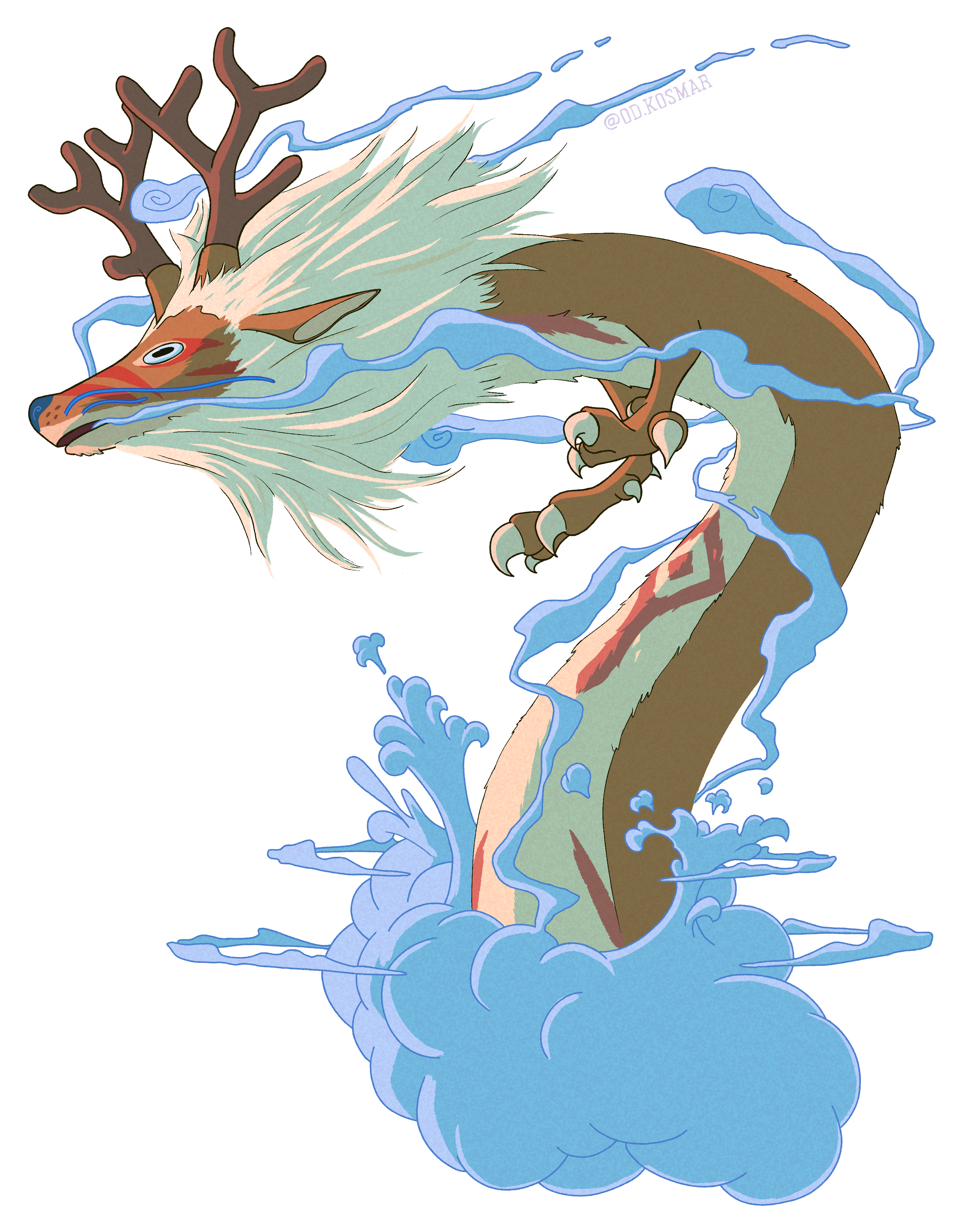 Deer Dragon Sticker